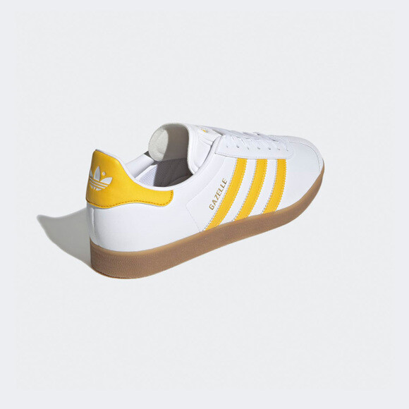 New Adidas Gazelle Leather Shoes - White/ Bold Gold (IH0379