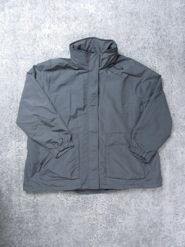 Lands' End Jacket Women 2X Bomber Gray Nylon Long Sleeve Funnel Neck Windbreaker - Picture 1 of 11