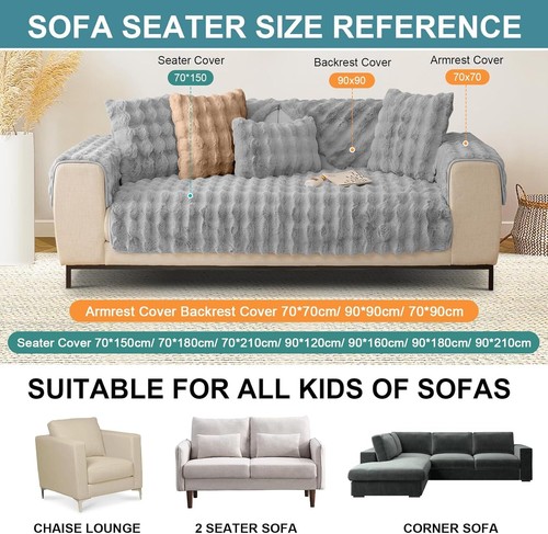 Thick Plush Sofa Covers Soft Fluffy L Shape Corner Couch Cushion Slipcovers - Picture 53 of 58