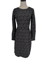 Boden Black & Gray Petal Geo Spot Print Long Sleeve Ponte Sheath Dress 8R M