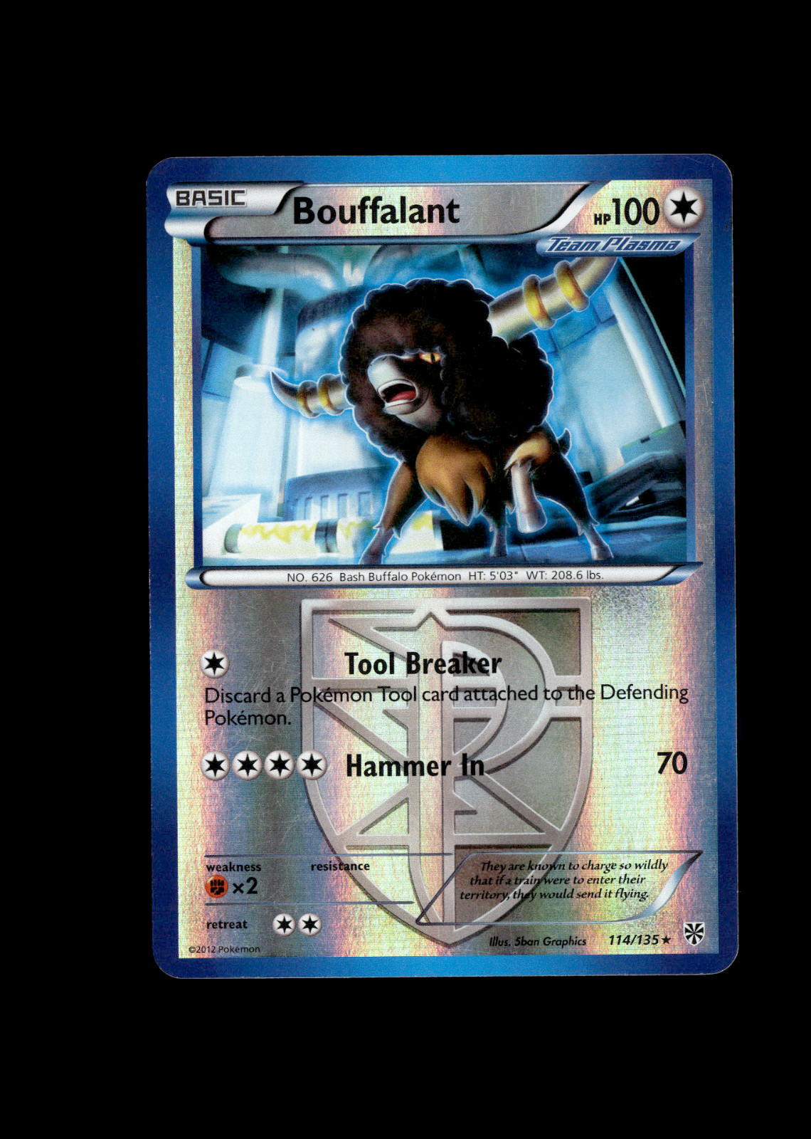 Pokemon 2012 Moderate Play Bouffalant 114/135 Plasma Storm REVERSE Card