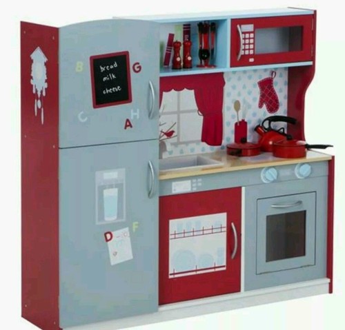 Kids Child Large Role Play & Pretend Wooden Wood Complete Kitchen Set Oven Sink - Picture 2 of 2