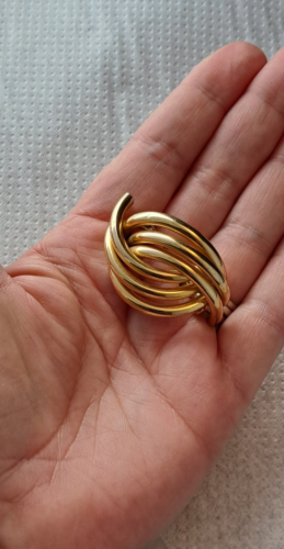 Broche Vintage Henkel and Grosse Alemania Tono Dorado Tubular Nudo Girado Marcado - Imagen 7 de 7