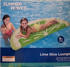 Summer Waves Lime Fruit Slice Inflatable Swimming Pool Float 72" X 32" X 7"