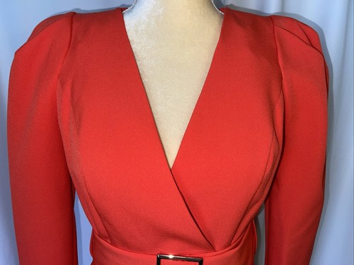 NEW River Island Orange Belted Shoulder Pad Dress Size US 6 UK 10 - Picture 5 of 15