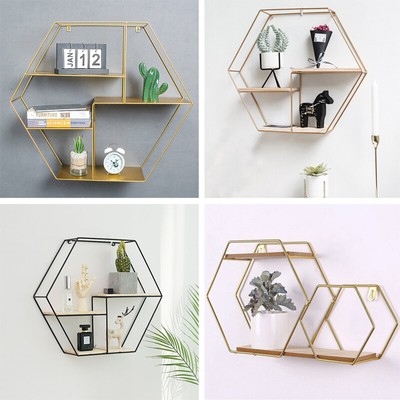 Hexagon Cube Wall Shelf Storage Shelving Gold Black Metal Frame Display Rack New - Gold Metal Hexagon Wall Shelf Hexagon Cube Wall Shelf Storage Shelving Gold Black Metal Frame Display Rack New - Gold Metal Hexagon Wall Shelf