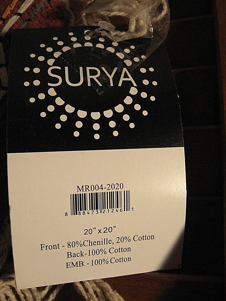 Almohada cuadrada de algodón Surya Marrakech SHAM ONLY 20"x20" MR004-2020P pesada NUEVA Foto 4 de 4