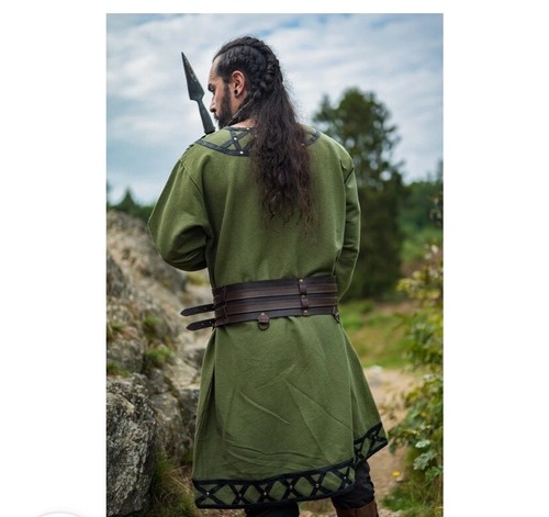 LEONARDO CARBONE Mens Freki Viking “Erik” Green Tunic, Size: XL, Hand Embroidery - Picture 3 of 12