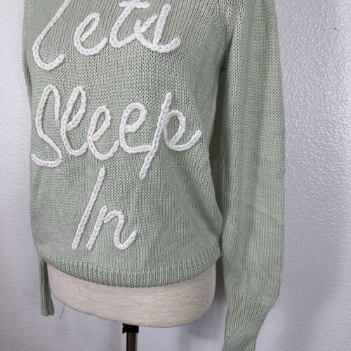 Wildfox Sweater Women Small Mint Green Cozy Knitted Let’s Sleep In Wool Alpaca - Picture 5 of 10