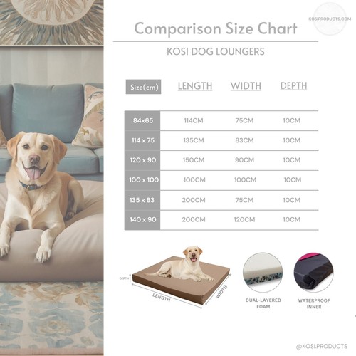 Waterproof Dog Bed Mattress Quality Orthopeadic Foam Removable Washable Cover - Picture 26 of 106