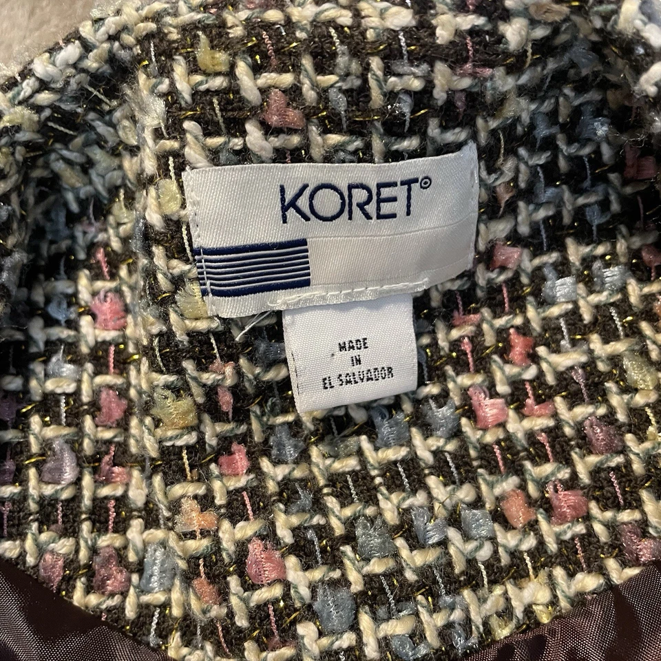 Blazer Koret Para Mujer Talla 16 Tweed Cinco Botones Blazer Tostado Multicolor Bolsillos Foto 3 de 4
