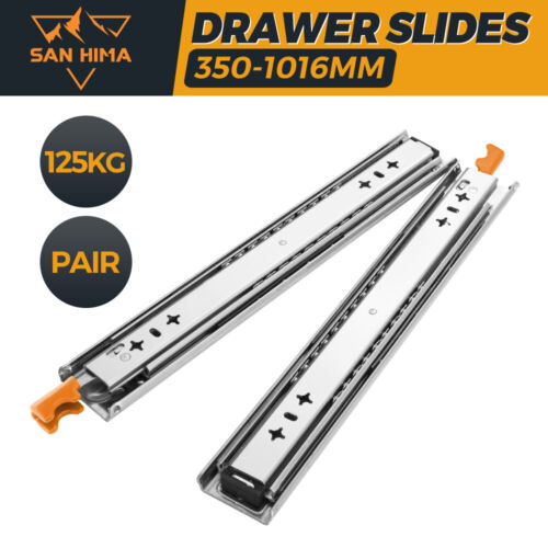 125KG Pair Locking Drawer Slides 350mm to 1016mm Length Runners Trailer Draw 4WD - Picture 1 of 150