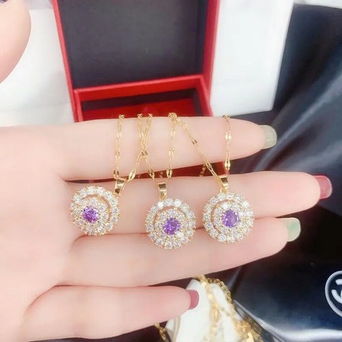 Collana in oro 18 kt con diamanti bianchi pendenti da donna bijoux donna collari - Foto 4 di 12