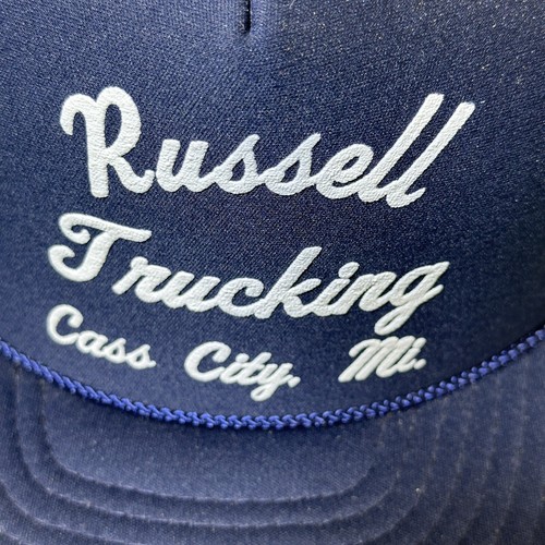 Cappello camionista vintage berretto da baseball Russell Trucking Cass City Mi Farmcore snapback - Foto 2 di 4