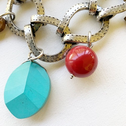 Lucky Brand Charm Bracelet Toggle Western Horseshoe Vintage Chunky Statement - Picture 4 of 7