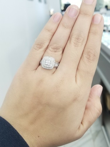 Clearance 14k White Gold Diamond Princess Halo Engagement Ring Cushion 1 CT - Picture 9 of 10