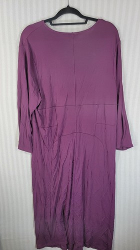 Talbots Maxi Dress Sz 1X Purple Ruched Front Long Sleeves V-Neck Stretch modest - Picture 7 of 8