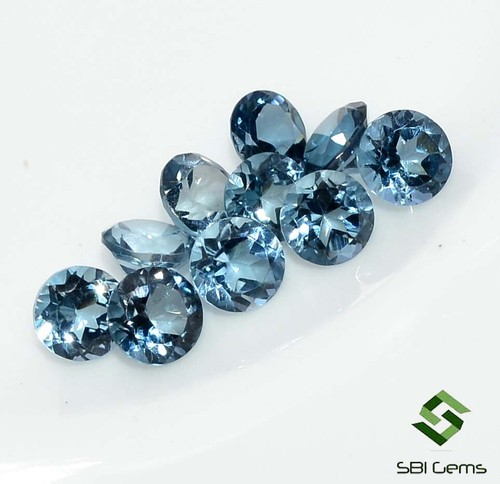 Topazio blu Londra naturale 2,84 CTS taglio tondo 4 mm lotto 10 pezzi pietra preziosa calibrata - Foto 4 di 6