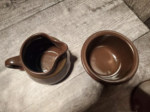 VTG Franciscan Madeira Creamer and Sugar Bowl (w/lid) Set of 3 Brown Green - Picture 2 of 7