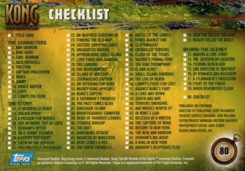 Kong 8th Wonder of the World Movie 2005 King Kong Topps Card Set 80 Cards - Picture 6 of 6