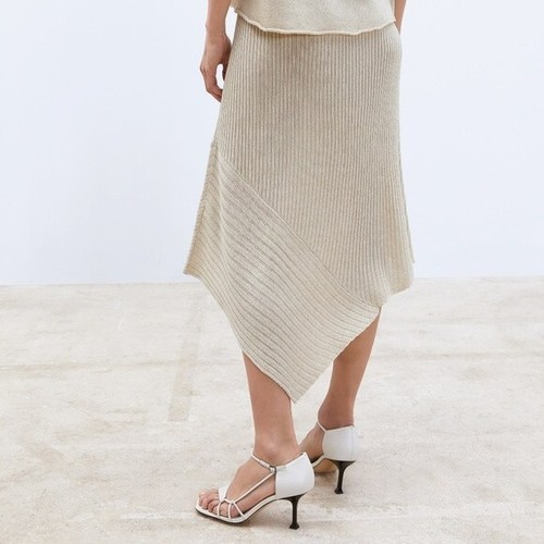 ZARA KNIT ASYMMETRISCHER STRICK MIDIROCK SAND BEIGE PULL ON 2142/031 SMALL - Bild 2 von 13