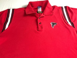 Atlanta-Falcons-Polo-Shirt-Mens-L-XL-Red-Cotton-Poly-Heavy-NFL-Football-Reebok