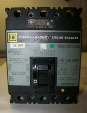 SQUARE D 15 AMP CIRCUIT BREAKER 600 VAC 3 POLE  FAP36015