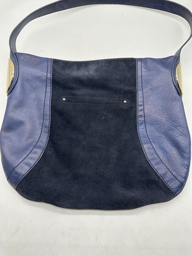 Timeless B Makowsky Giamma00 Blue Suede Leather Hobo Shoulder Handbag Purse Tote - Picture 13 of 14