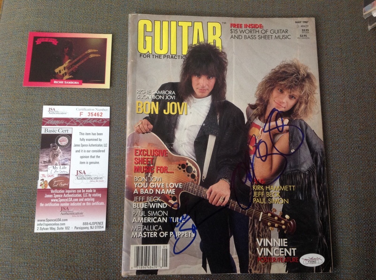 May 1987 GUITAR mag SIGNED by JON BON JOVI and RICHIE SAMBORA