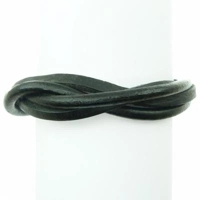 Bracelet Homme ou Femme entrelac bandes cuir noir taille réglable style ethnique - Photo 1/2