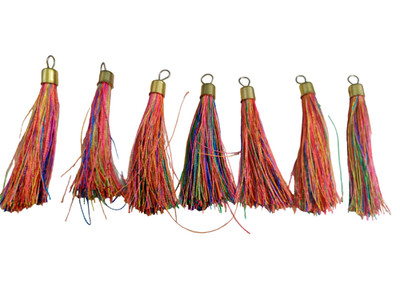 @ Handmade Silk Multicolor Thread Tussels Q646 N253
