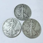 WALKING LIBERTY HALF DOLLAR LOT OF 3 - 90% SILVER CIRCULATED COINS #8601