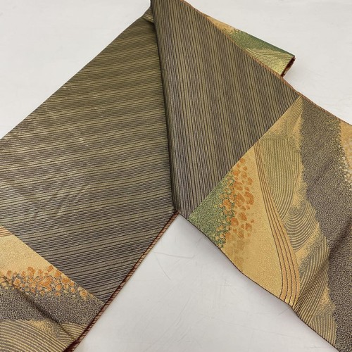 JAPANESE KIMONO FUKURO OBI ROKUTSU-GARA PURE SILK Z8544 - Picture 5 of 10