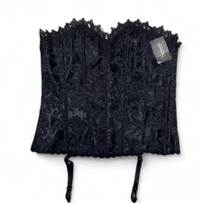 Fredericks Of Hollywood Black Lace Up Corset Top Sz40 Bustier Gothic Whimsigoth