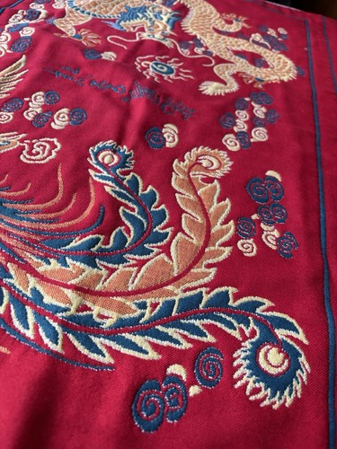 100% Cotton Damask Fabric Panel Phoenix Dragon Brocade Jacquard 20”x31” - Picture 3 of 8