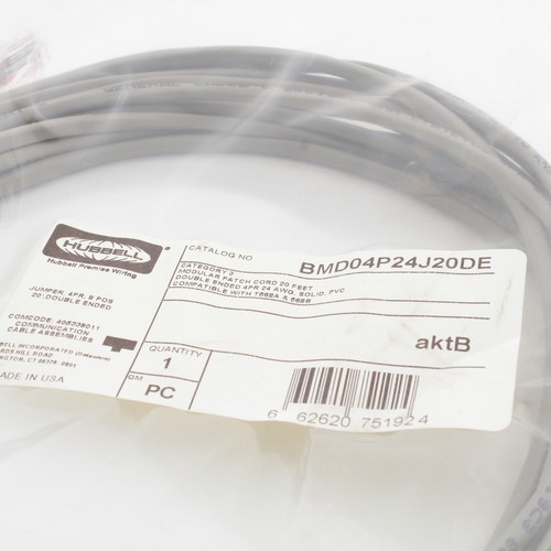 Hubbell Double End Phone Jumper Cord 4 Pair 8 Position 20Ft RJ45 BMD04P24J20DE - Picture 4 of 4