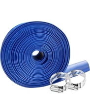 PVC HOSE 1-1/2"*100ft, Pool Backwash Hose, Heavy Duty Reinforced Blue PVC Lay