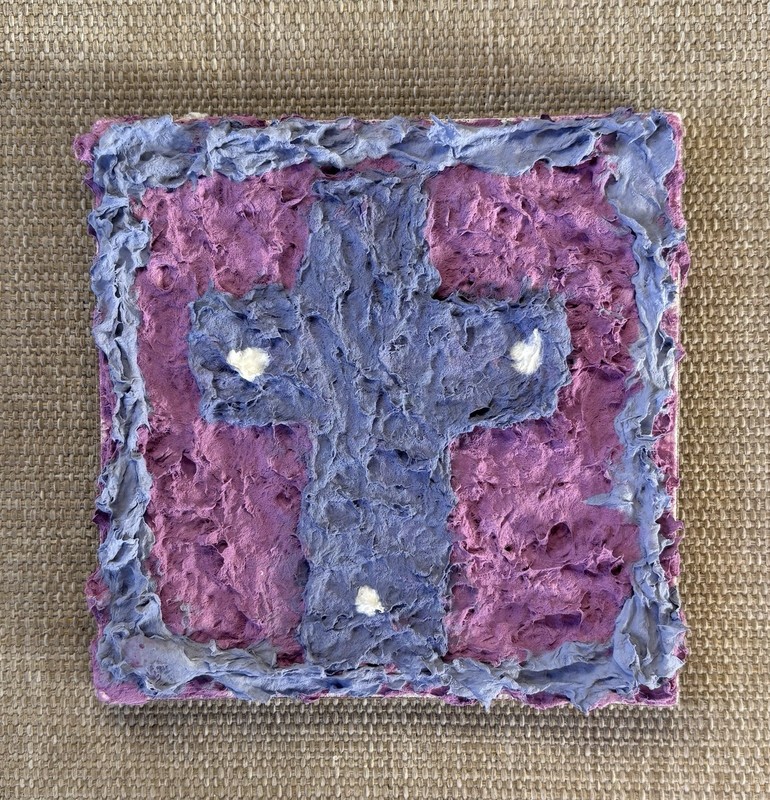 Textured Acrylic Painted Magnet; Purple Hue Cross, 3x3