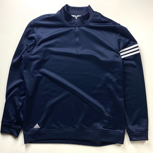 Adidas Golf 3-Stripes French Terry 1/4 Zip Pullover Mens Large Navy Blue Jacket - Picture 7 of 12