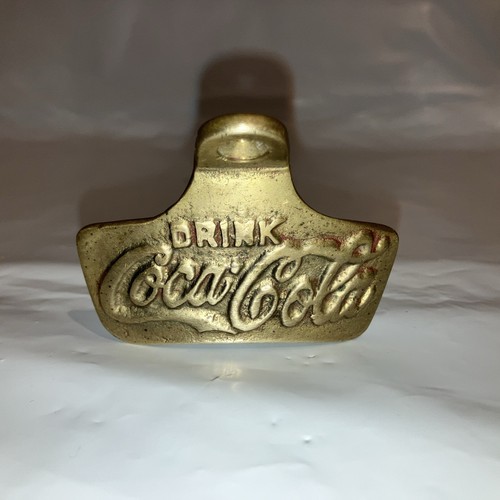 Coke Coca Wall Mount Bottle Opener Brass Vintage - Picture 1 of 4