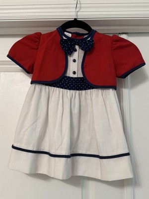 Vintage Nana s Pet Toddler Dress 3T Red White Blue Patriotic Dress July 4th