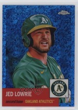 2022 Chrome Platinum Anniversary Blue Mini-Diamond Refractor Jed Lowrie 1gj7