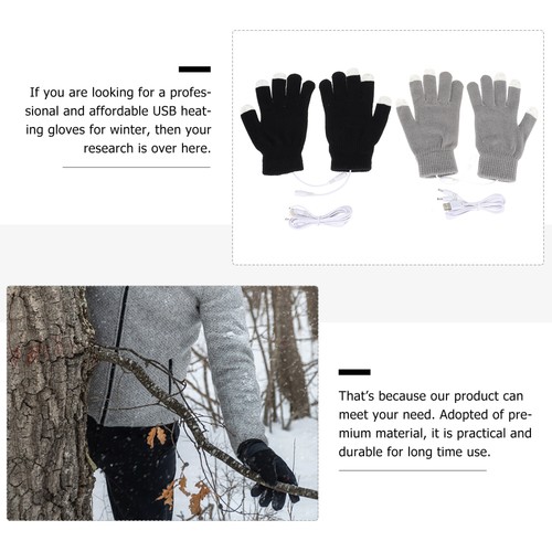 2 Pairs USB Heating Gloves Touchscreen Mitts Winter Hand Warmers for Riding Work - Bild 5 von 12