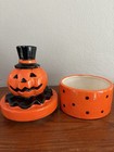 Retro Style Lidded Pumpkin Candy Dish/Trinket Box 7” x 4” x 2” Orange Charming