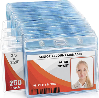 Mifflin-USA Horizontal ID Name Badge Holder (Clear, 3.5x2.25 Inches, 250 Pack), 