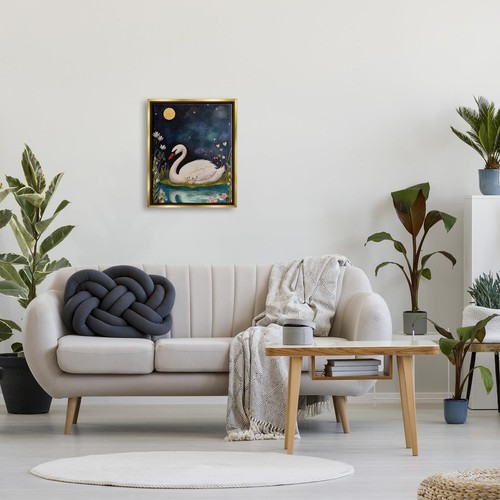 Sleeping Swan Night Sky Framed Floater Canvas Wall Art by The Dutch Lady - Picture 2 of 9