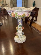 Dresden Carl Thieme Potschappel porcelain floral encrusted Figural centerpiece