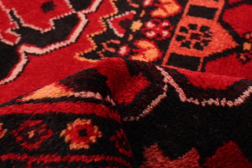 Vintage rot traditionell 3 Fuß 11 Zoll x 6 Fuß 11 Zoll orientalischer handgeknüpfter Wollteppich - Bild 7 von 9