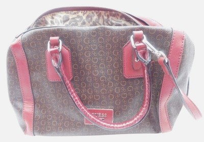 Guess Brown Red G Logo Monogram Purse Handbag Satchel