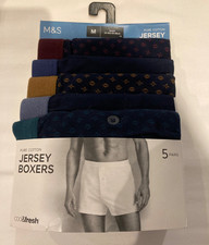 M&S Pure Cotton Jersey Boxers 5 pack size M